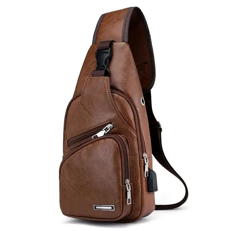 1 PC Men's PU Leather Crossbody Bag