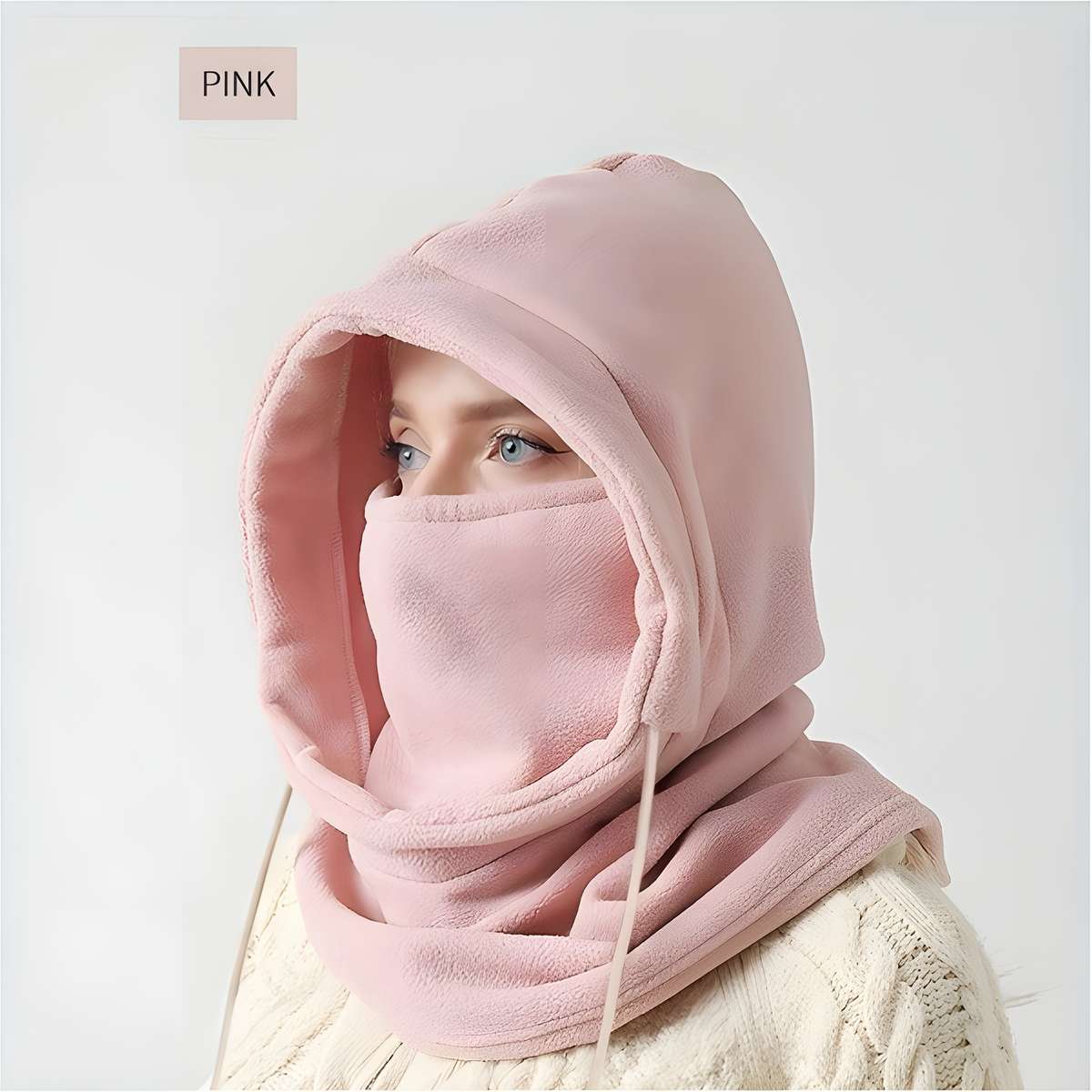 1Pc Windproof Reversible Beanie Neck Gaiter Reversible Knit Beanie With Integrated Neck Gaiter