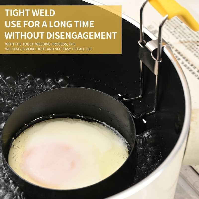 1 Set Non-Stick Folding Egg Poacher with Hanging Ear Design Round Poached Egg Maker Egg Steam