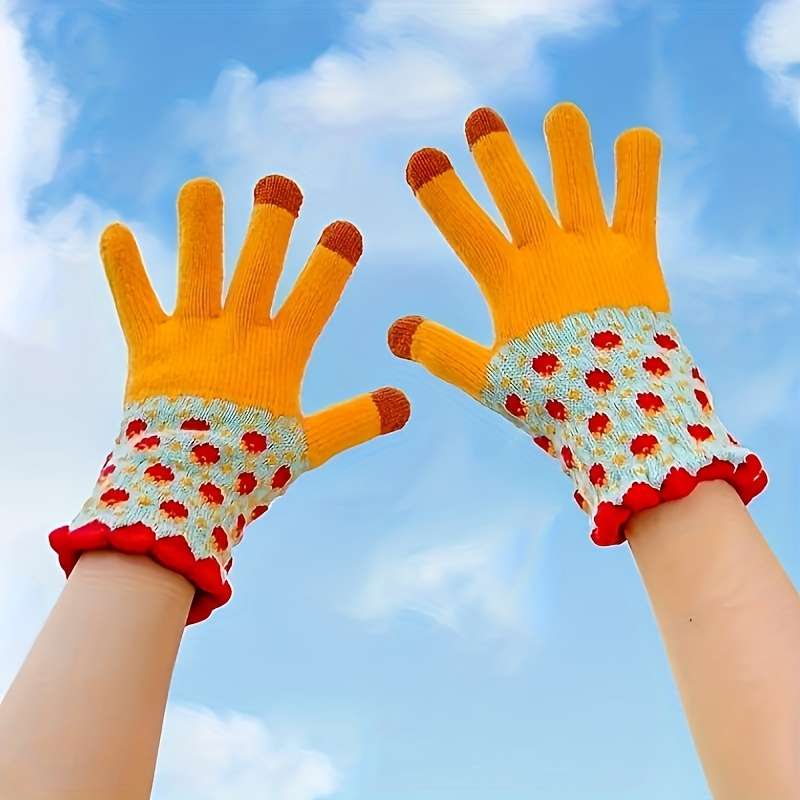 1 Pair Green Warm Gloves