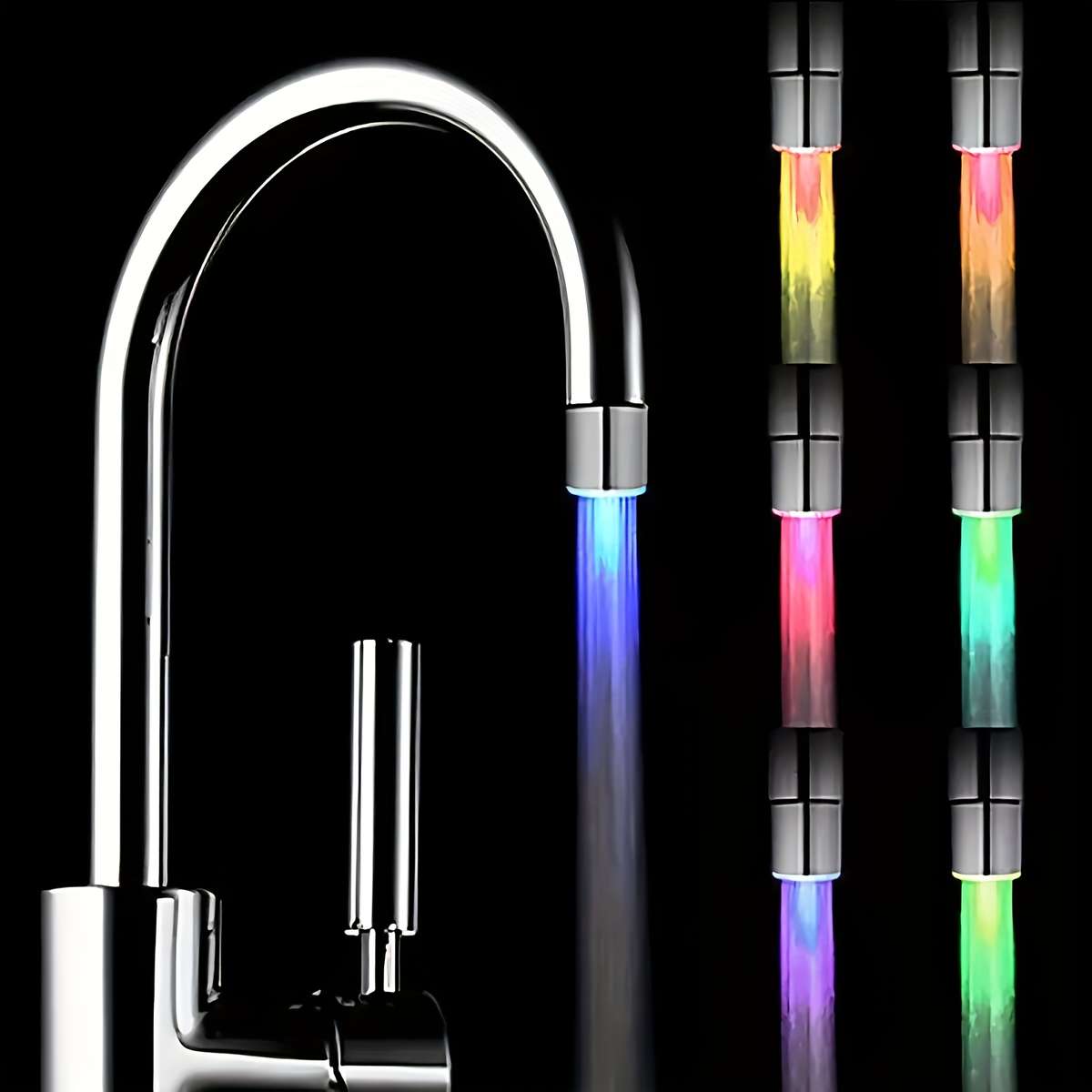 1pc Gradient LED Faucet Light Color Changing Water Stream Plastic Material Fixed LED Tap for