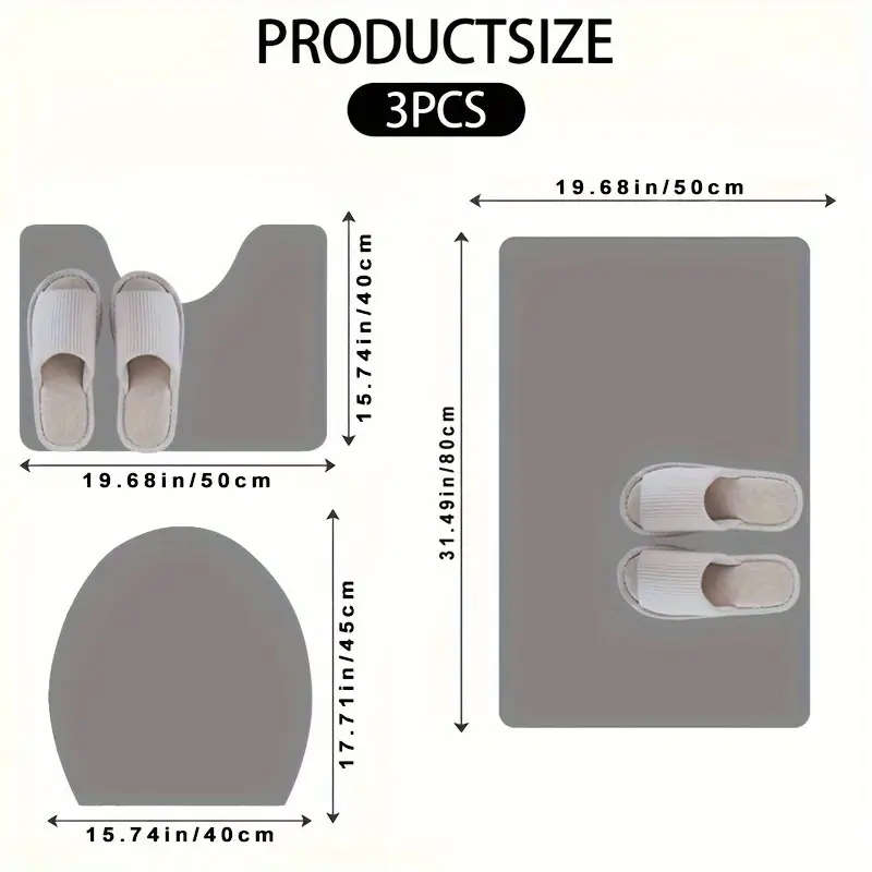 Bathroom Anti-Slip Mat Three Piece Set
