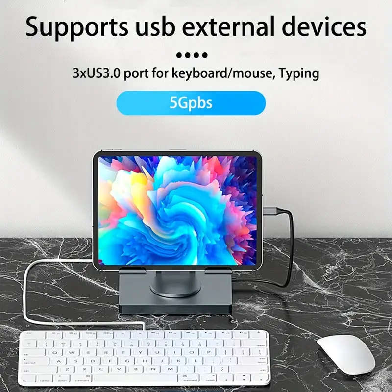 9 in 1 Type-C Rotating laptop/tablet stand with 4k60Hz Gigabit Ethernet port