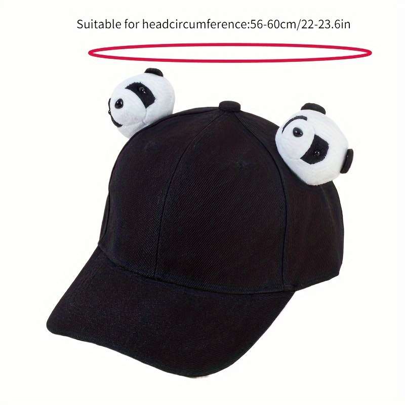 Adjustable Cotton Baseball Cap with Cute Panda Ears Casual Round Top Hat