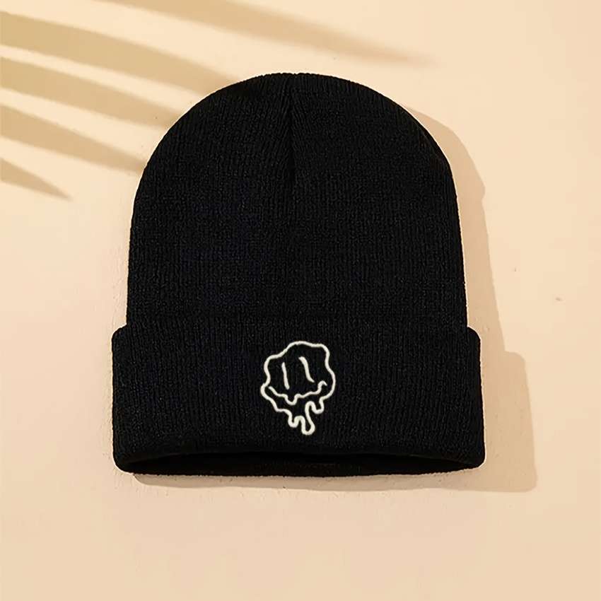 1pc Acrylic Knit Beanie Hat Casual Style Solid Color Warm Cap with Medium Stretch Hand Washab