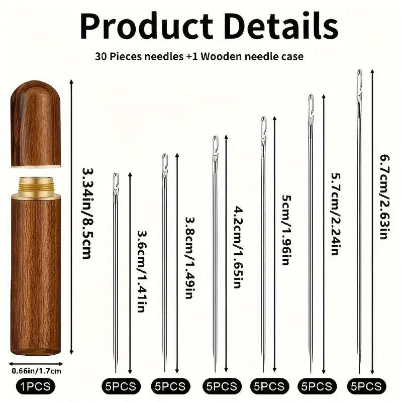 30pcs Self-Threading Needles Set Stainless Steel Automatic Threader For Elderly Blind Fast Sewing  K