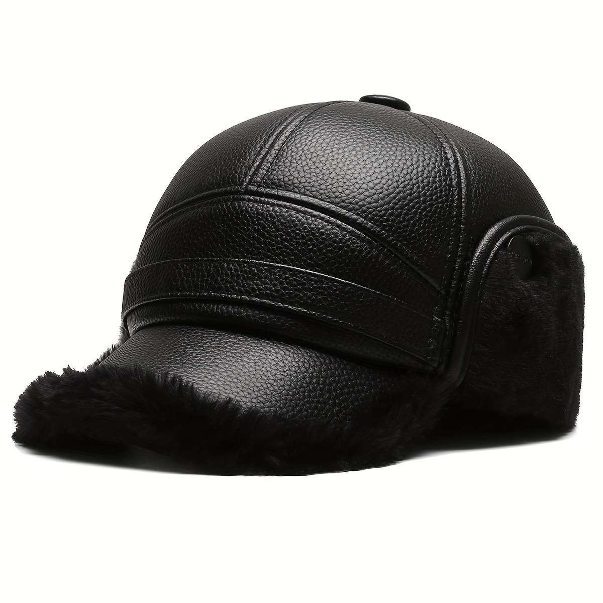 Hat Black Gray Plush