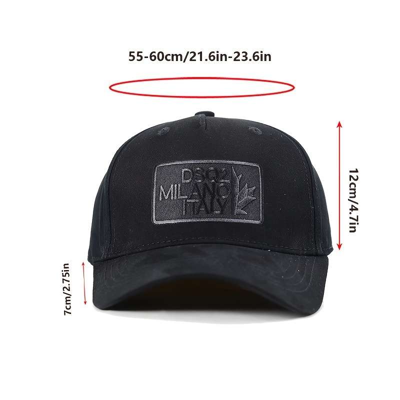 DSQ2 Italy Maple Leaf Baseball Cap Adjustable Snapback Lightweight Cotton Black with White