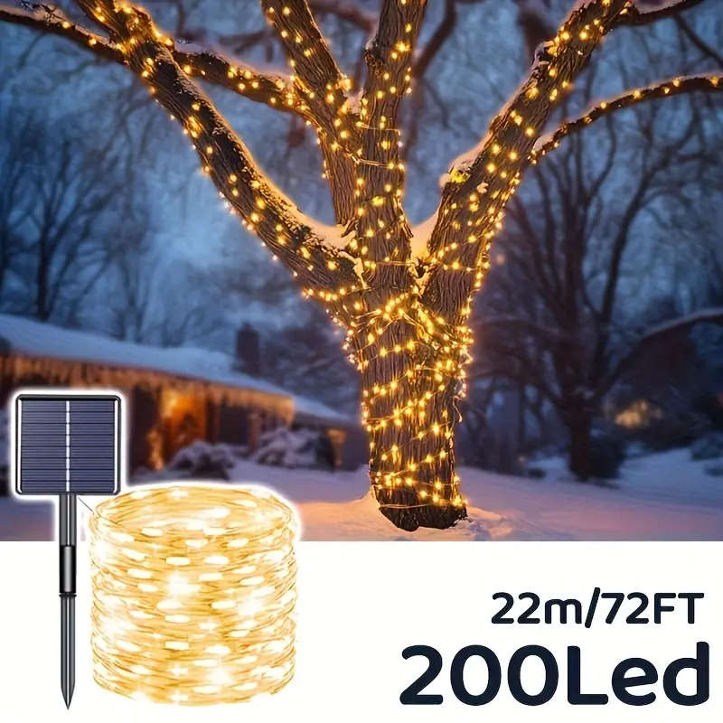 Solar Outdoor String Lights  Warm White 22M