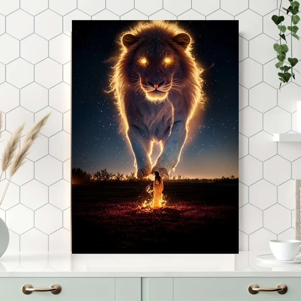 1000pcs Lion Jigsaw Puzzle Challenging DIY Brain Teaser with Vibrant Lion Starry