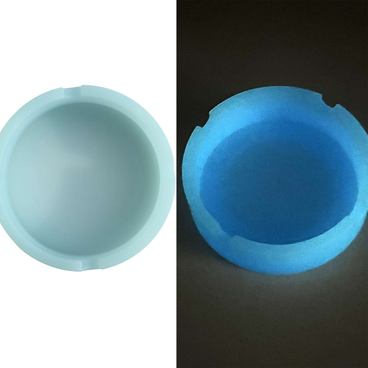 1pc Glow-in-the-Dark Silicone Ashtray Food-Grade Odorless Compact Circular Design for Office
