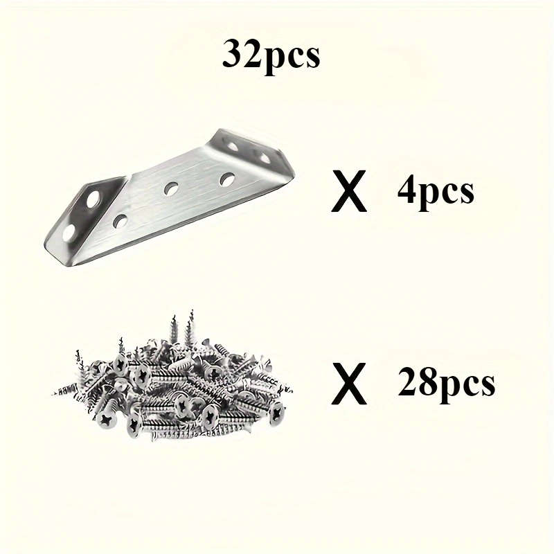 32pcs set Durable Metal Corner Connectors Iron Construction for Furniture and Frame Reinforcement
