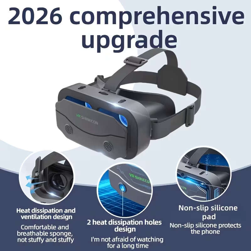 VR SHINECON Next-Gen 3D Virtual Reality Headset - Universal Smartphone VR Glasses