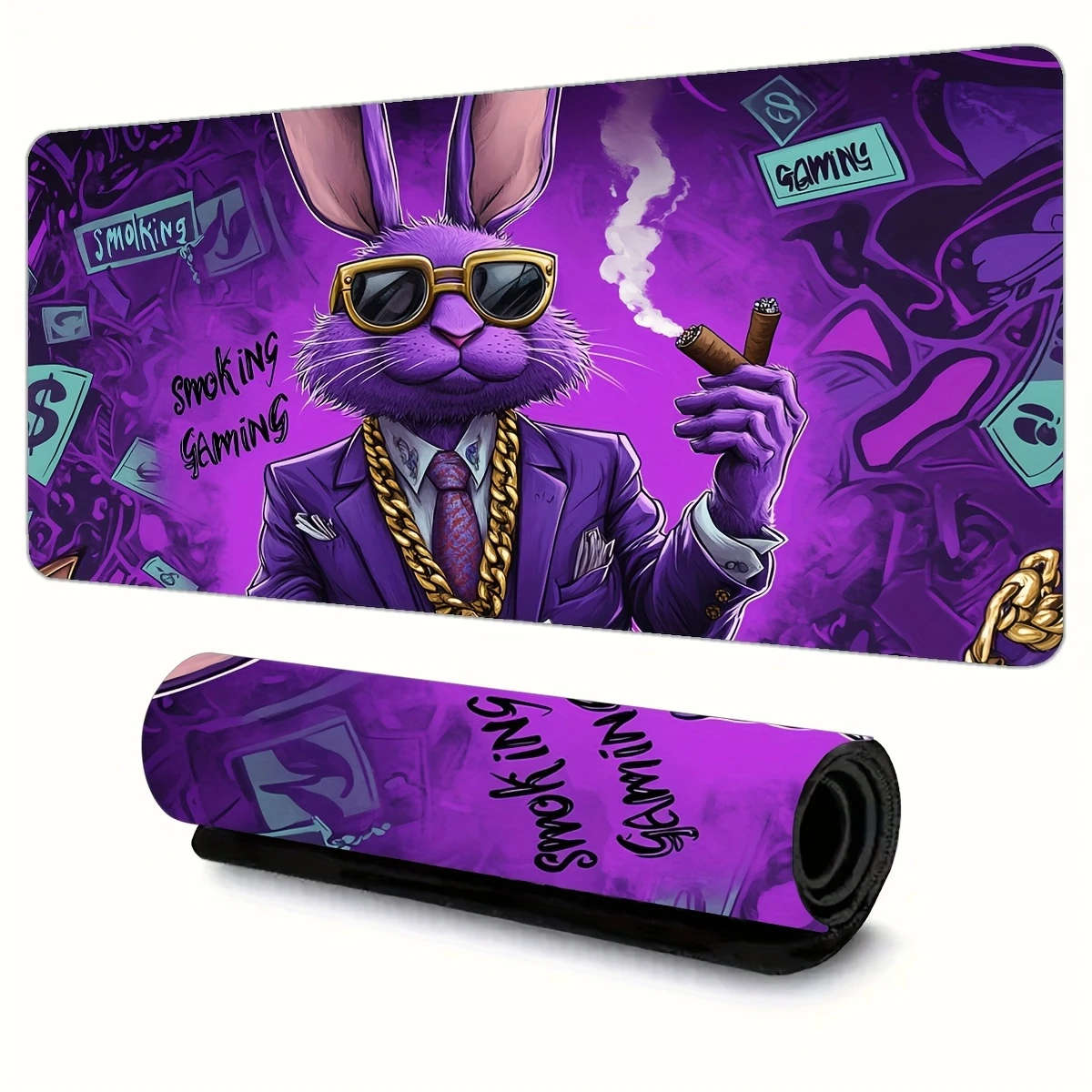 1pc 40x90cm Purple Rabbit Mouse Pad Soft Touch Office Desk Accessory