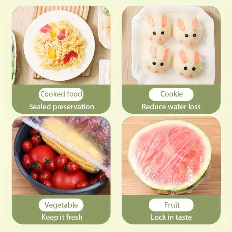 Disposable Food Covers with Elastic Edge, Durable and Convenient for Various Tableware Use, Dustproo