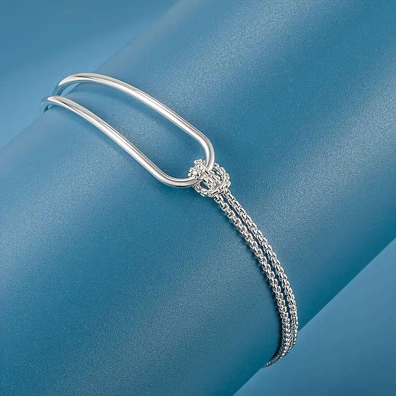 925 Silver Elegant New Minimalist Geometric Collage Bracelet