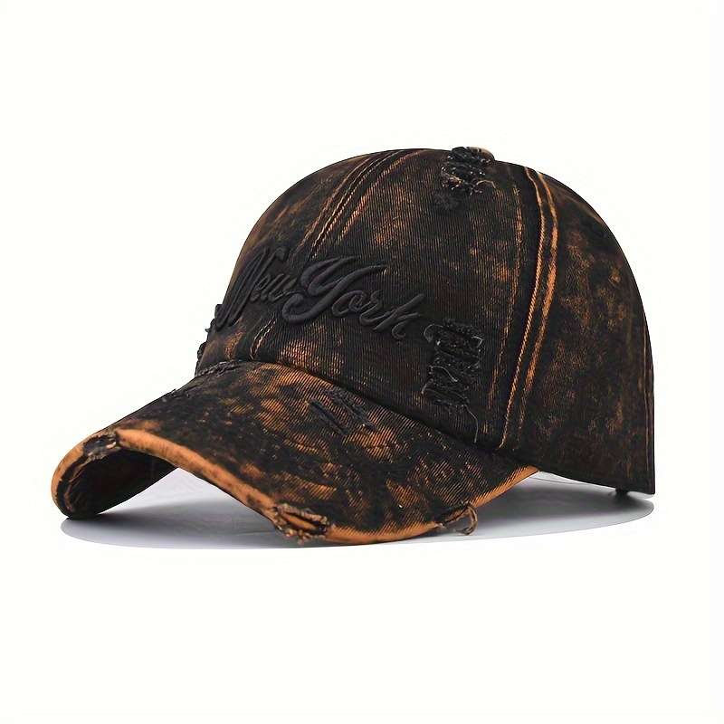 1pc Vintage Distressed Cotton Baseball Cap with Embroidery Adjustable Drawstring Closure Lightwei
