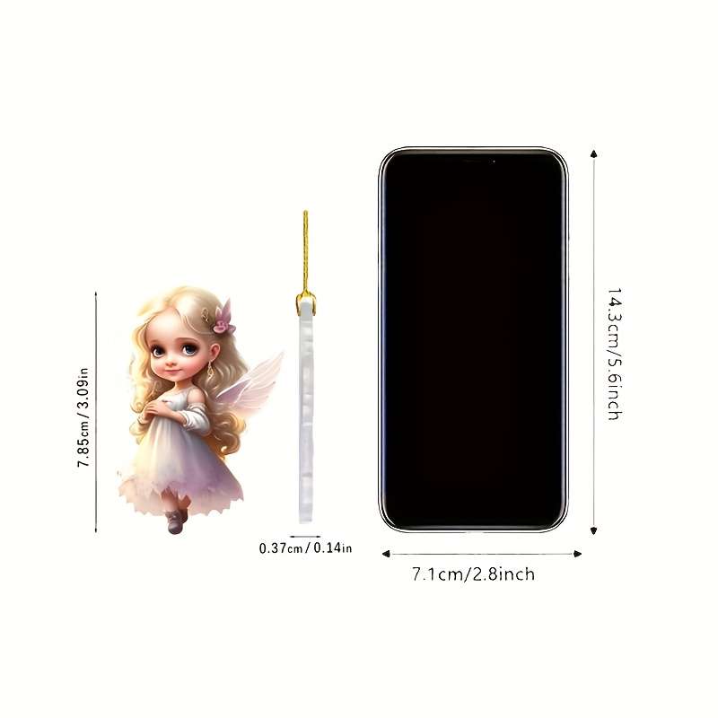 1pc 2D Flat    Acrylic Angel Fairy Pendant Cute Car Interior Decoration with White Wings P