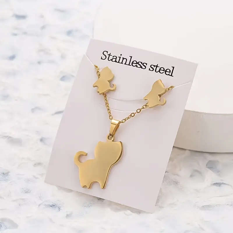 Stainless Steel Jewelry Set for Women - Cat