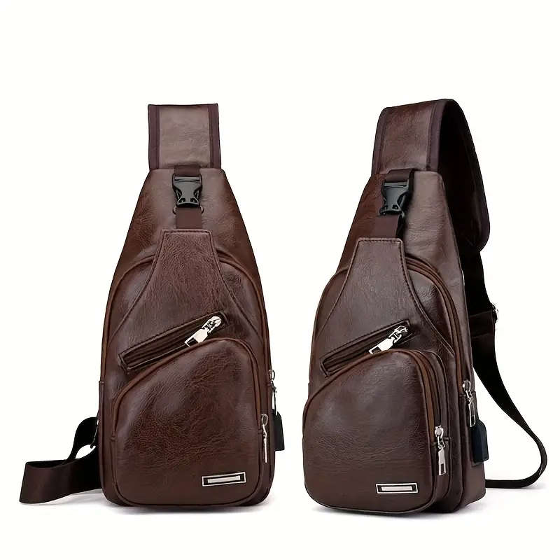 1 PC Men's PU Leather Crossbody Bag