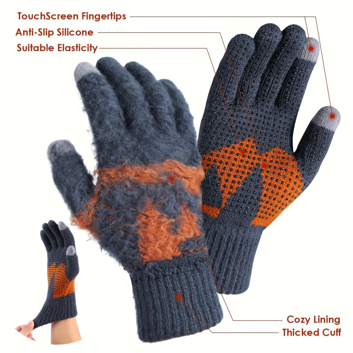 1 Pair L Style Snowflake Warm Gloves