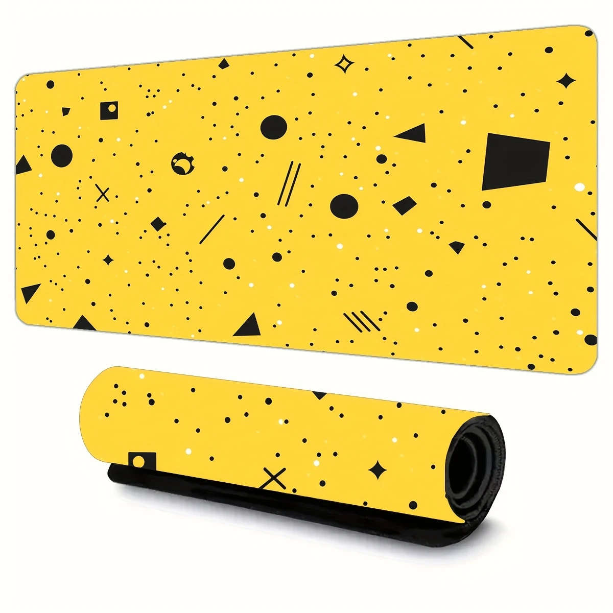 1pc 40x90cm Yellow Geometric Mouse Pad Vibrant Durable Rubber Desk Accessory