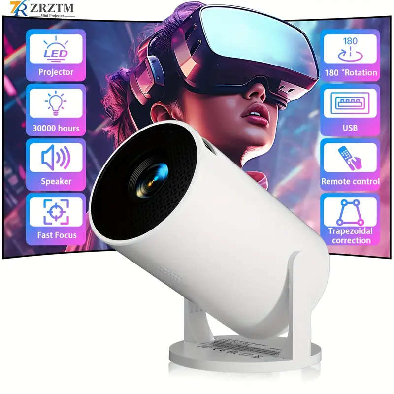 Compact Mini Projector with 180° Adjustable Projection