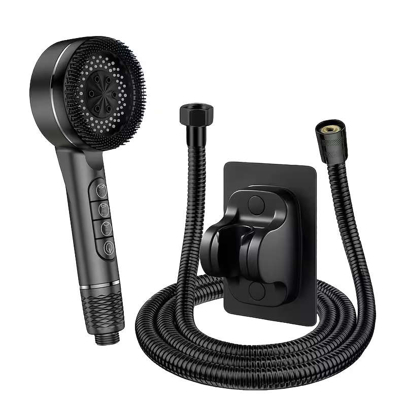 Handheld Pressurized Showerhead Four Spray Modes With 1.5Meter Reinforced Hose And Adjustable Bracke