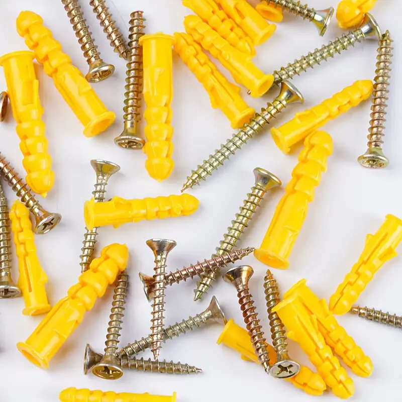 214 Piece Heavy Duty Yellow Plastic Expansion Screw Anchor Set