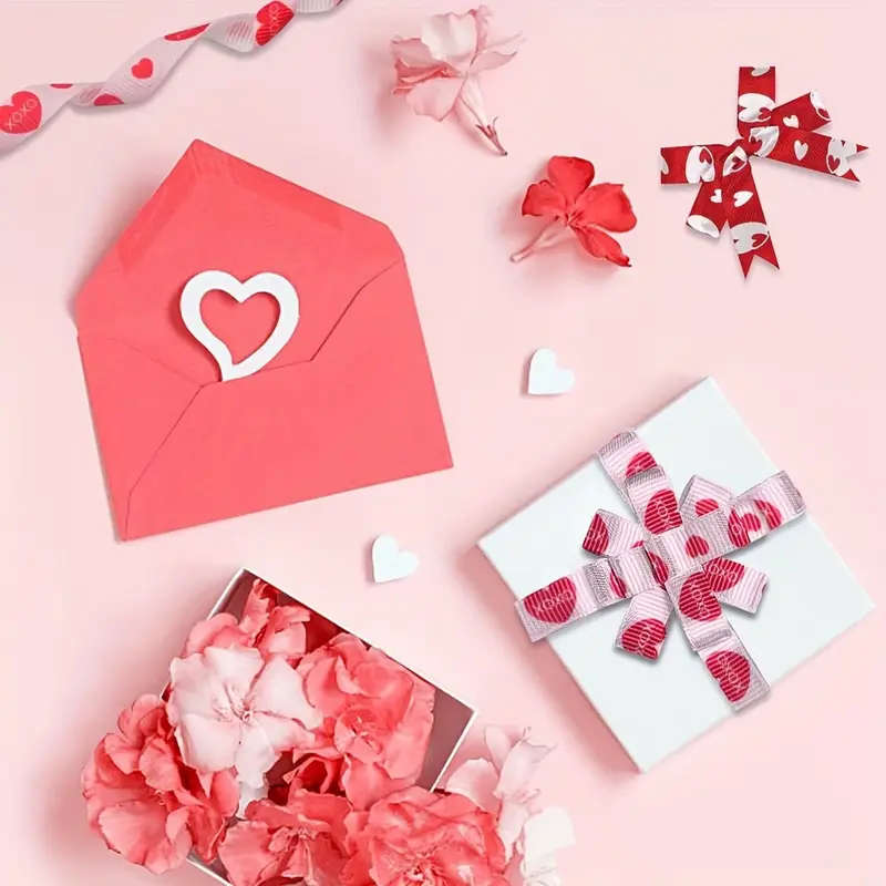 10mm Heart-Shaped Pattern Printed Satin Ribbon Craft Ribbon