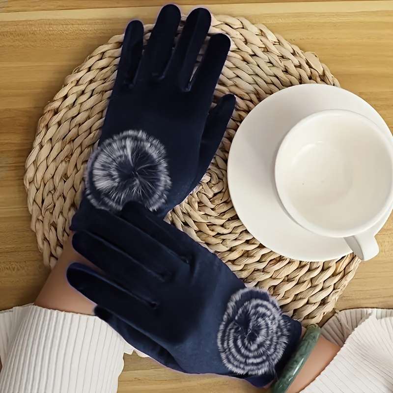 1 Pair Blackish Green Warm Gloves