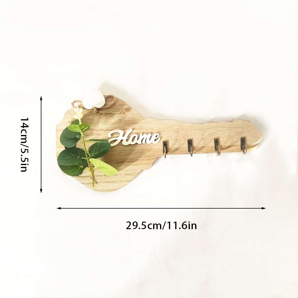 1pc Vintage Wooden Key-Shaped Key Holder Wall Decor Casual Style Painted Finish Multi-Functional