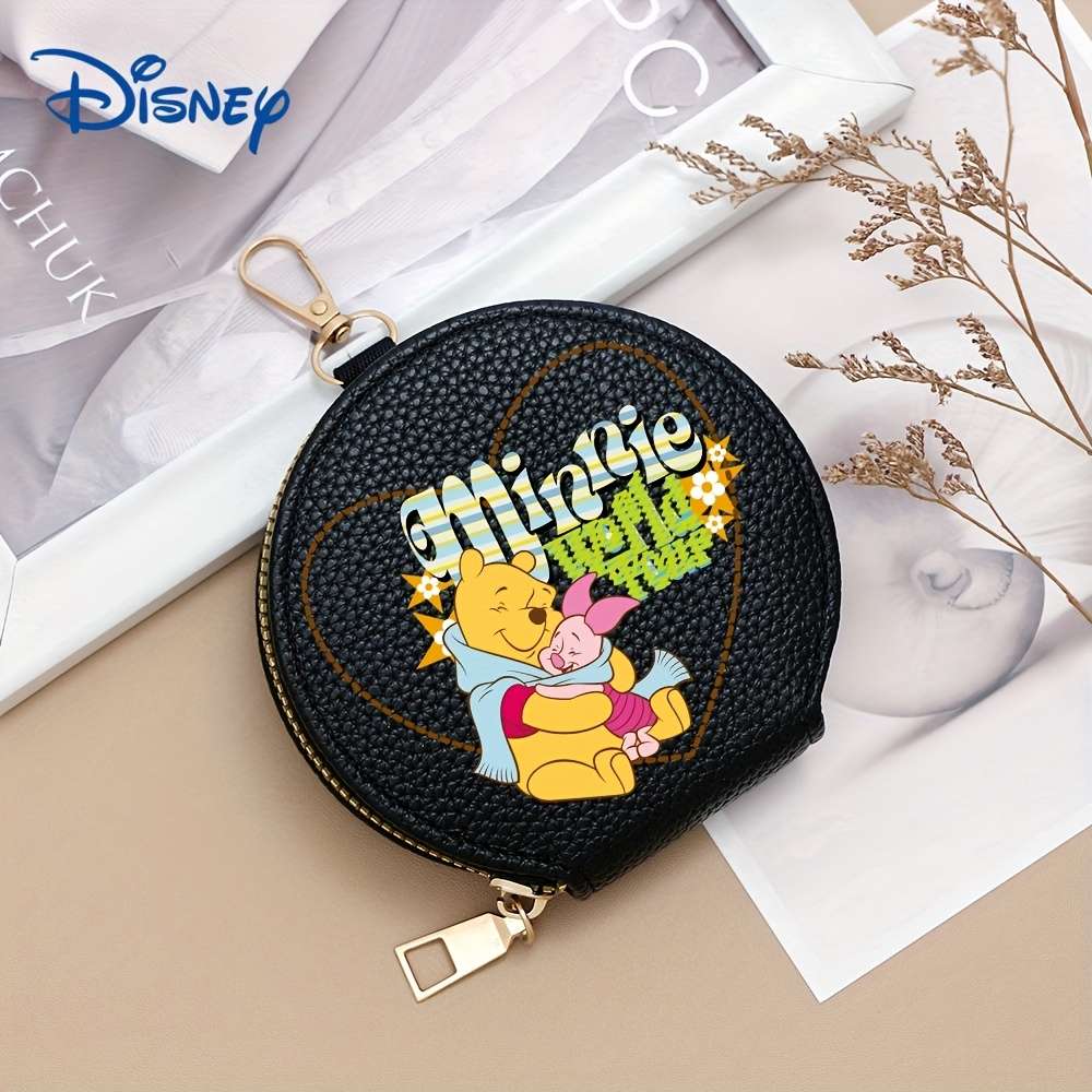 1pc Disney Mickey Minnie Mouse Mini Coin Purse Multi-Color Round Wallet with Keychain Secure