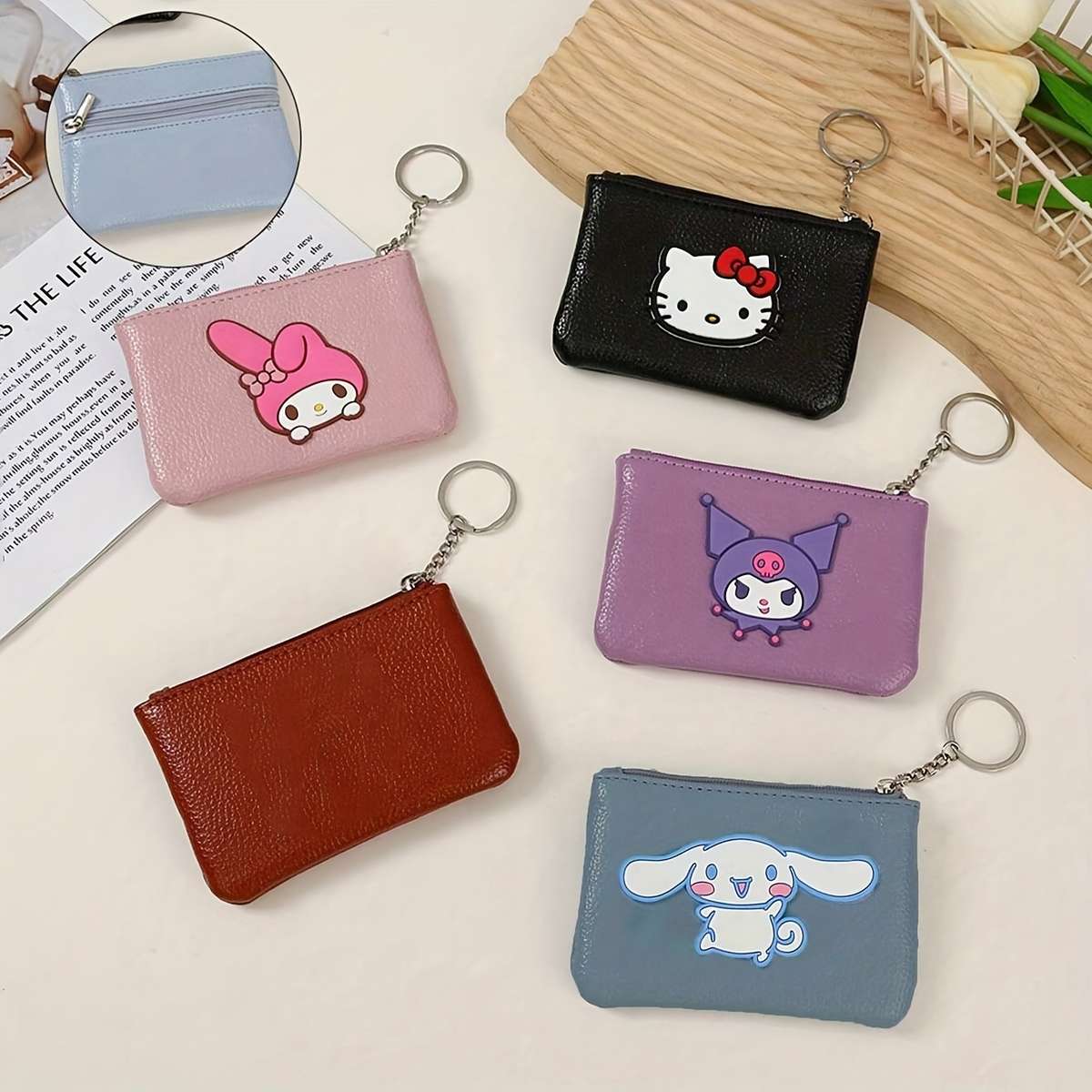 Sanrio Hello Kitty Kuromi Cute Cartoon Coin Purse Compact Zippered Wallet