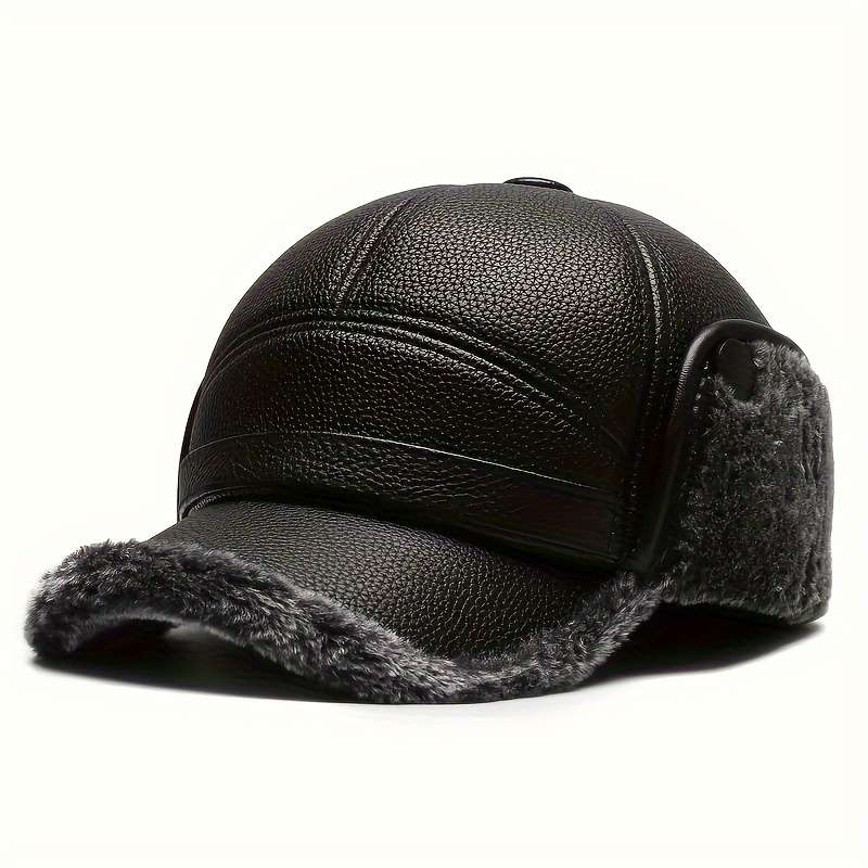Hat Black Gray Plush