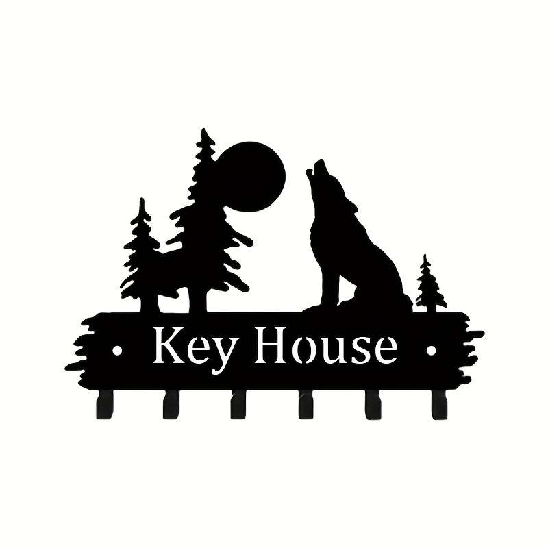 From 1pc Forest and Wolf Metal Decorative Key Hook Keychain Rack Door Back Wall Garage Key Hook De