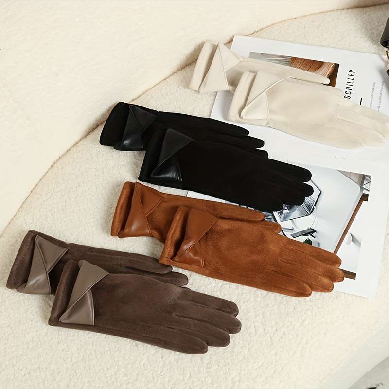 1 Pair Caramel Color Warm Gloves