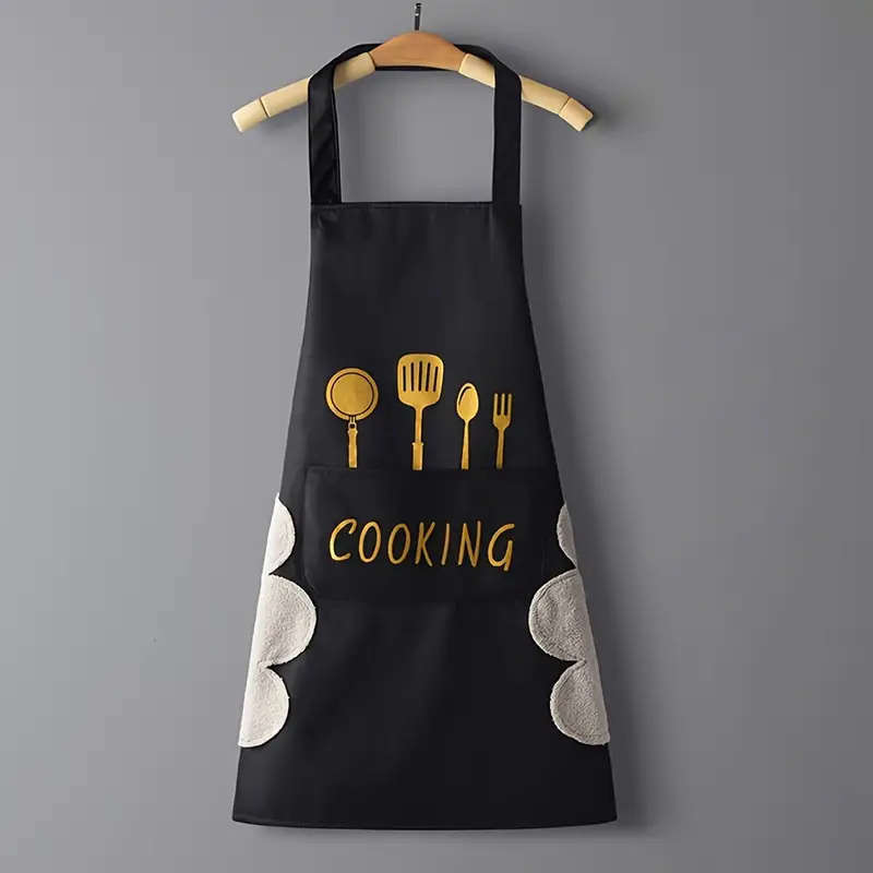 1pc Modern Simple Style Kitchen Aprons with Pockets Durable Polyester Blend Easy Clean Woven Fabric
