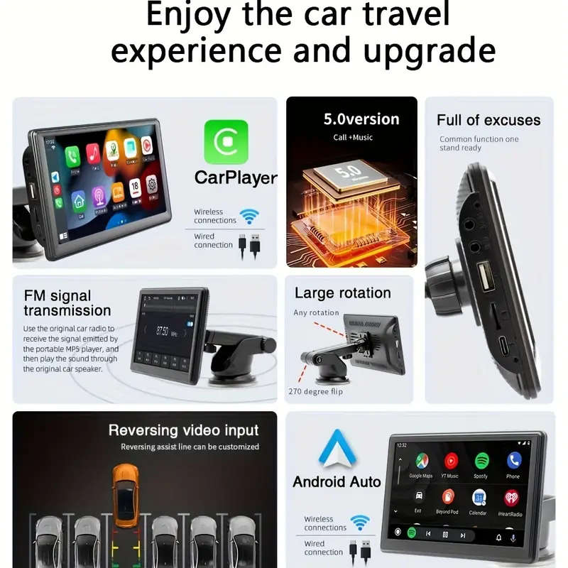 7" Wireless CarPlay Android Auto touch HD screen