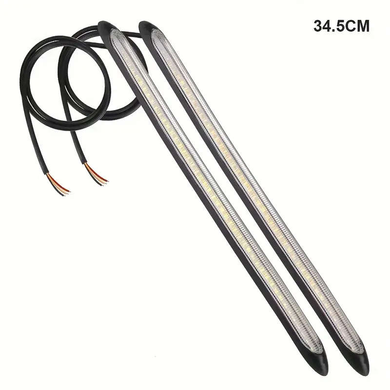 2pcs 34.5cm 12V LED Daytime Running Lights White Yellow Strip