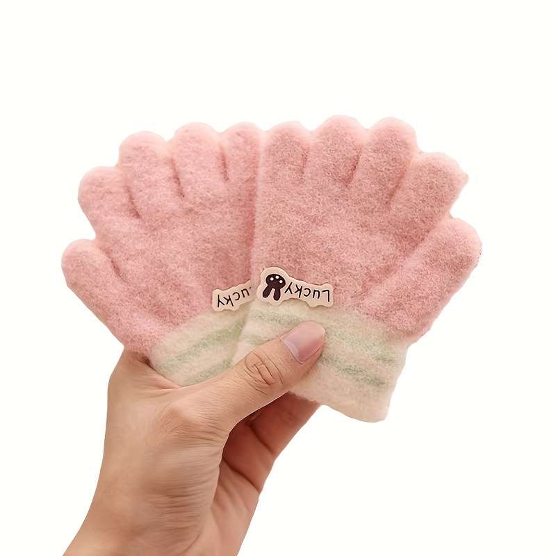 1 Pair Luck Khaki Warm Gloves