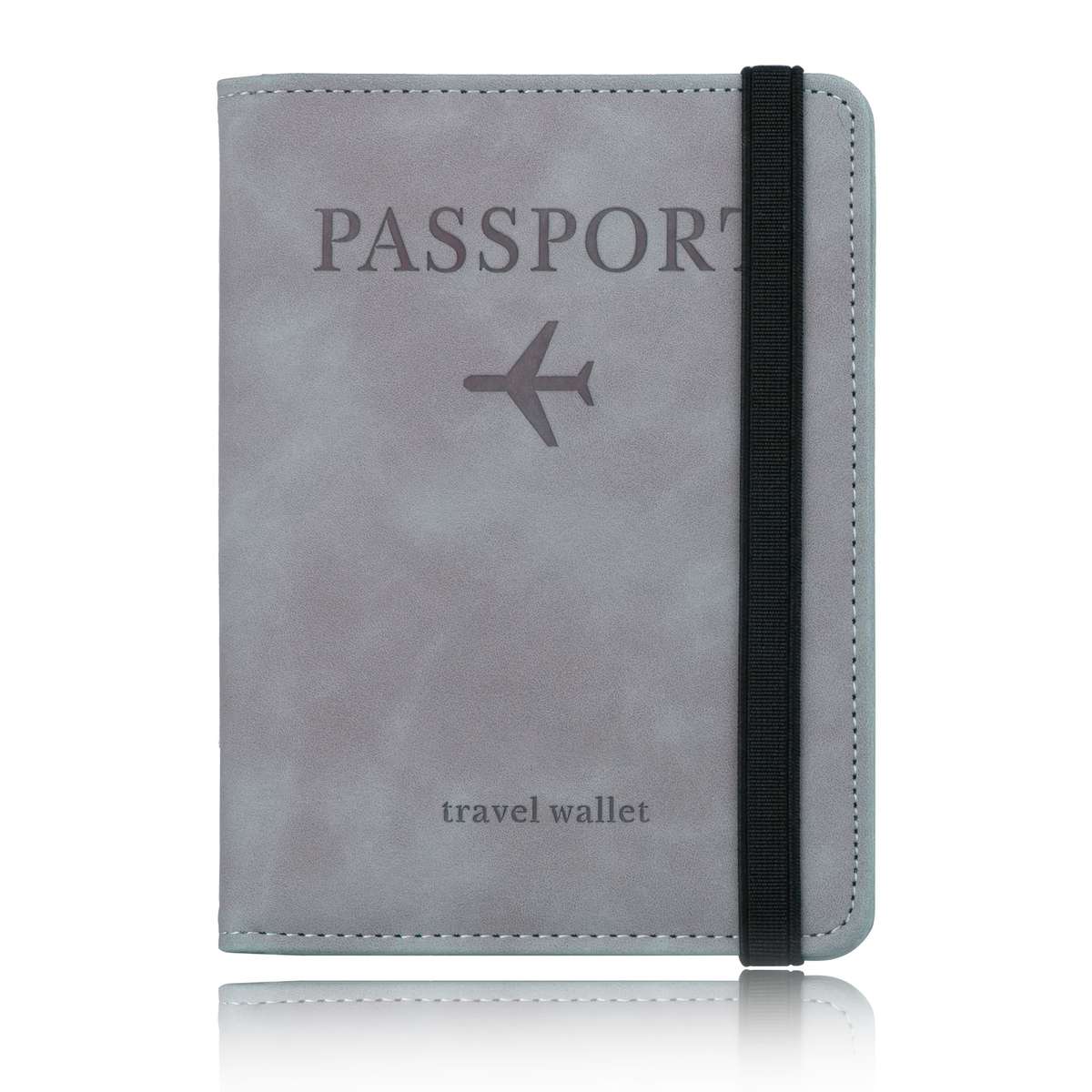 1pc OBCREATOR Faux Leather Travel Passport Holder Wallet Sleek Black Design with Multiple Compart