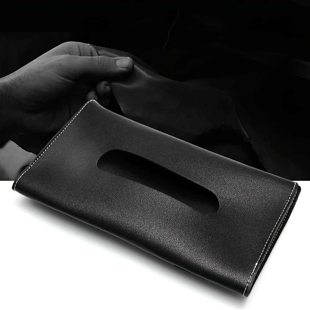 1pc Black PU Leather Car Visor Tissue Holder Mask Dispenser Fit for All Vehicles Compact and Stylish