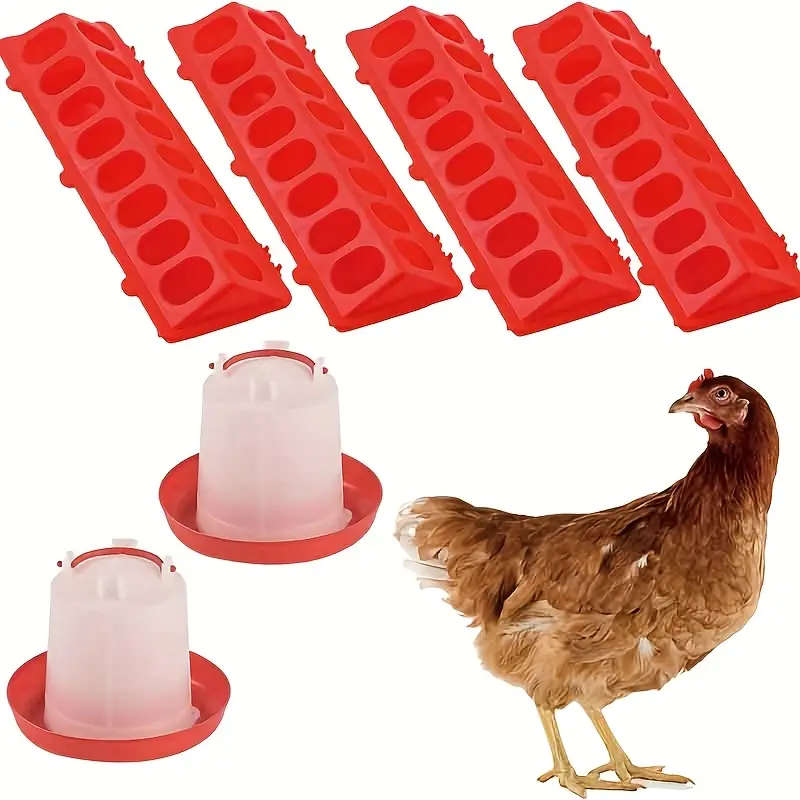 6-Piece Poultry Feeder Chicken Feeder and Drinker Set