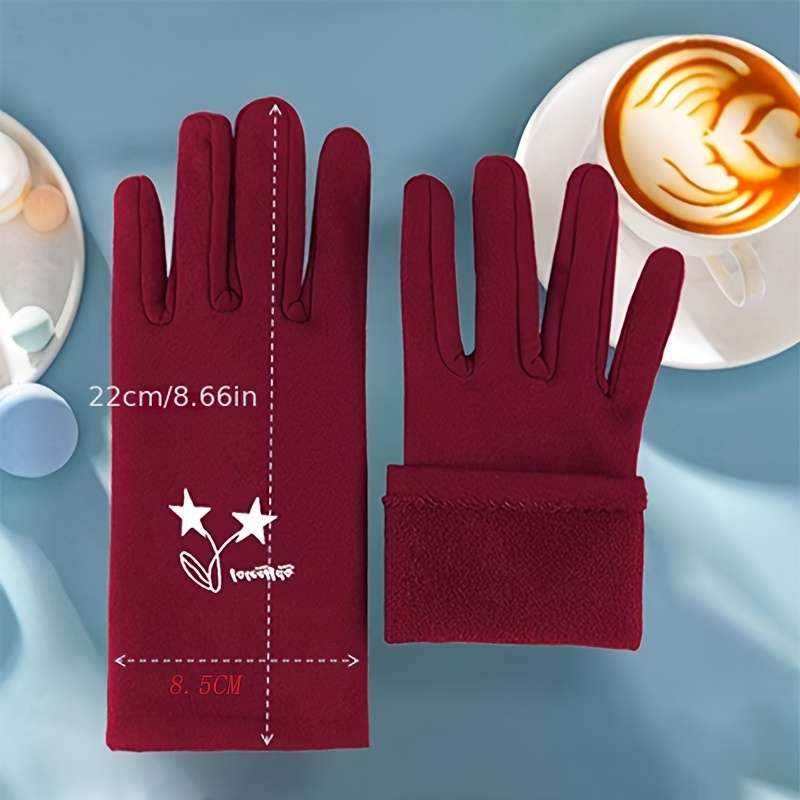 1 Pair Black Warm Gloves