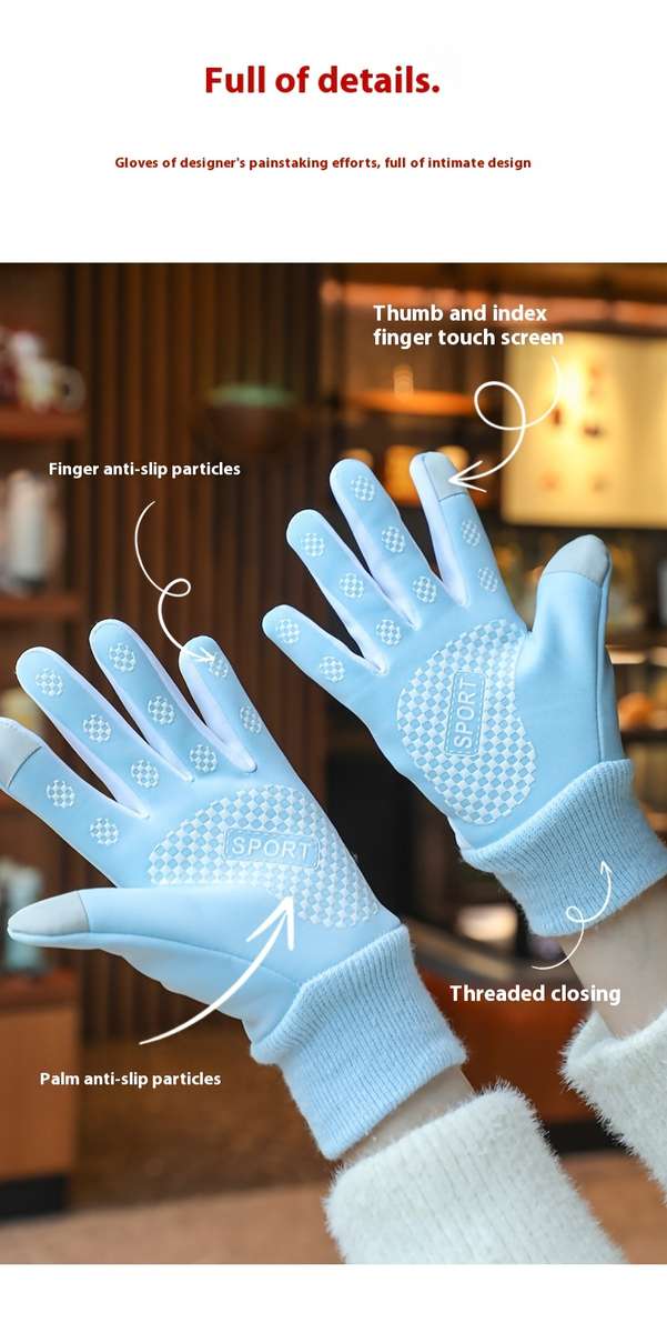 1 Pair Grey One Size Warm Gloves