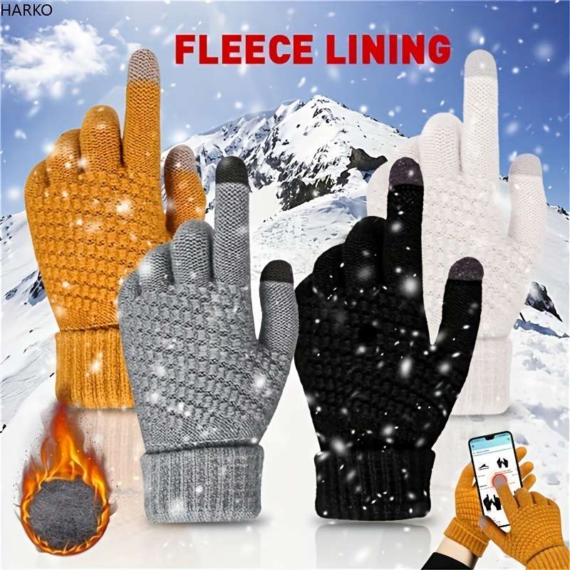 1 Pair Black Warm Gloves