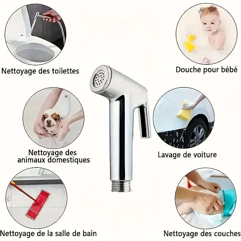 Handheld Bidet Sprayer Set with Flexible Hose and Wall Mount Holder