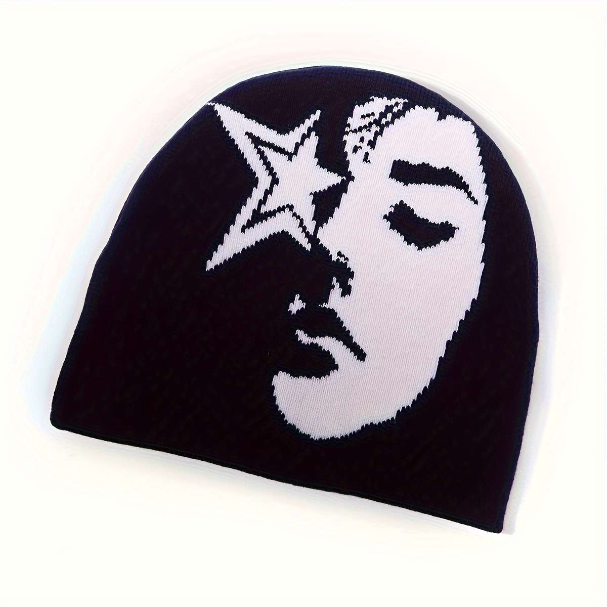 Star Face Jacquard Knit Beanie