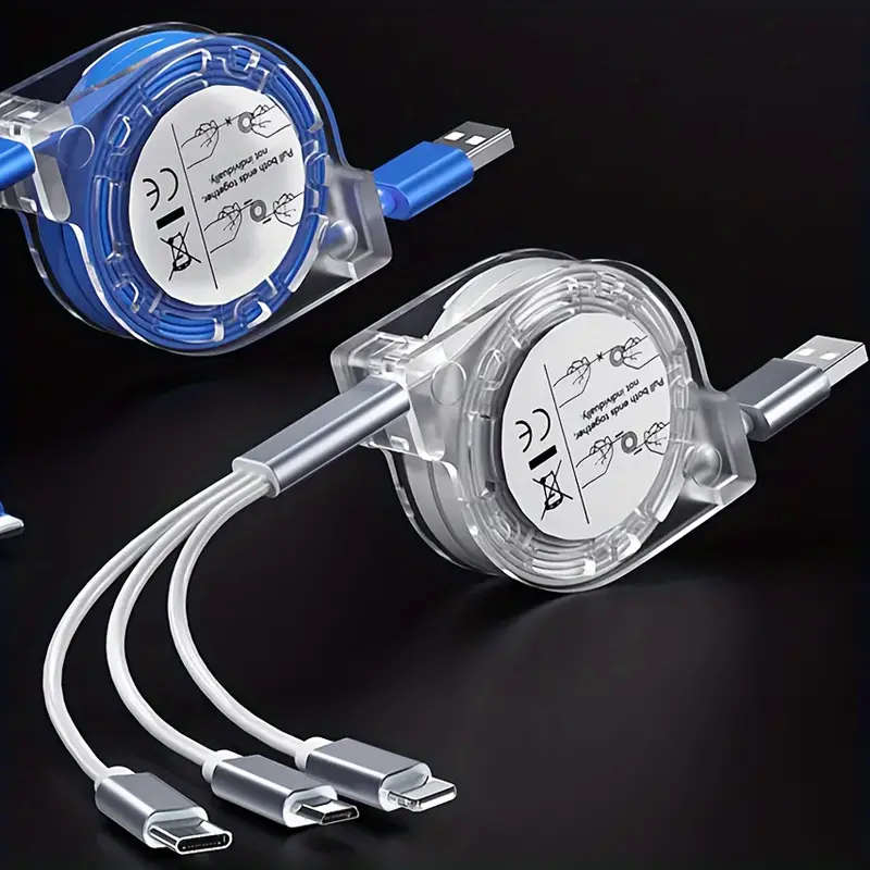 3in 1 Suitable for iPhone TYPE-C Micro b telescopic one to three mobile charging cable